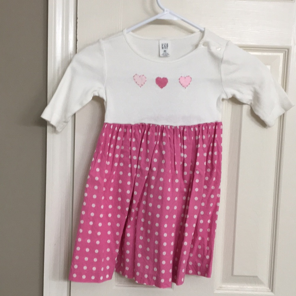 ❤️Baby Gap dress Valentine 3T white pink polka dot